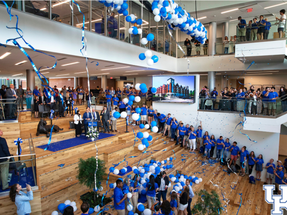 An event on the Gatton Student Center social staircase.